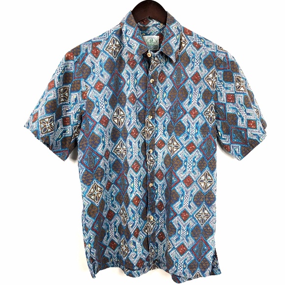 Vintage Blue Panama Jacks Hawaiian Shirt Sz M - Picture 1 of 6